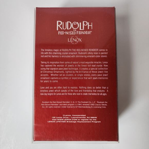 Lenox Crystal Color Gems Rudolph the Red Nosed Reindeer Christmas Ornament - Picture 2 of 7